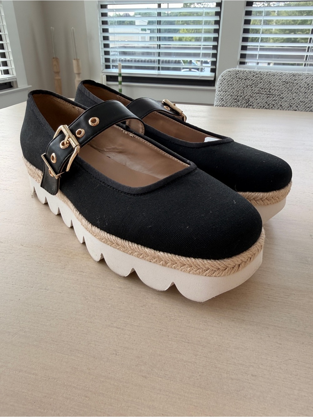 Anthropologie Black Canvas Mary Jane Platform Espadrilles - Size 40 (USA - 10)